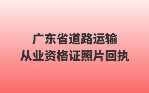 广东省道路运输从业资格证照片回执