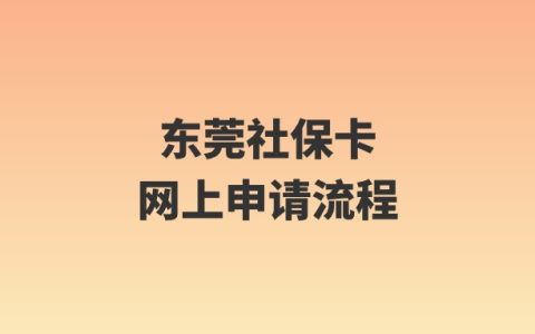 东莞社保卡网上申请流程