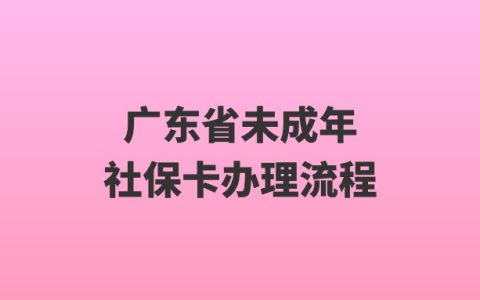 广东省未成年社保卡办理流程