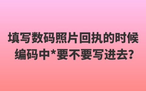 填写数码照片回执的时候编码中*要不要写进去？
